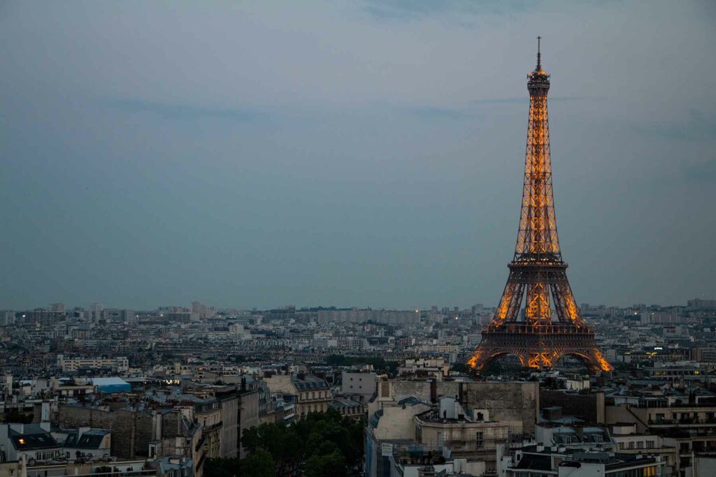 A view of the Eiffel Tower in Paris, France