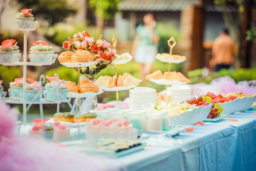 A wedding shower food display