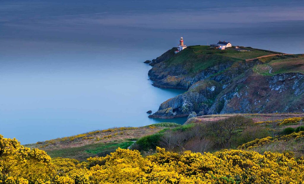 Baily Lighthouse on a cliff in Howth, near Dublin, Ireland