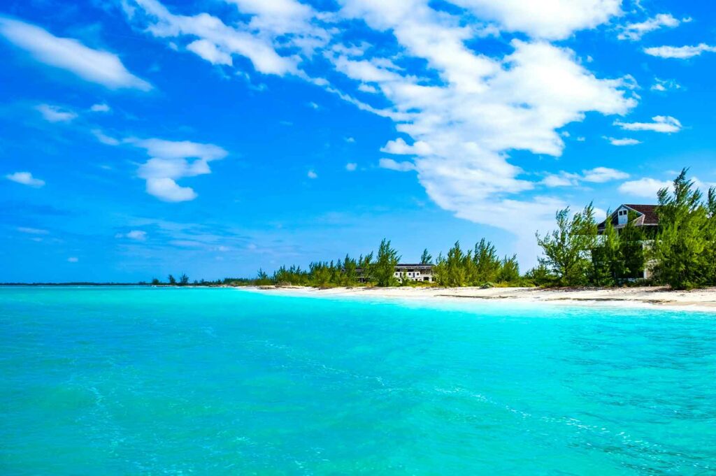 A view from the water looking at the shore in Turks and Caicos