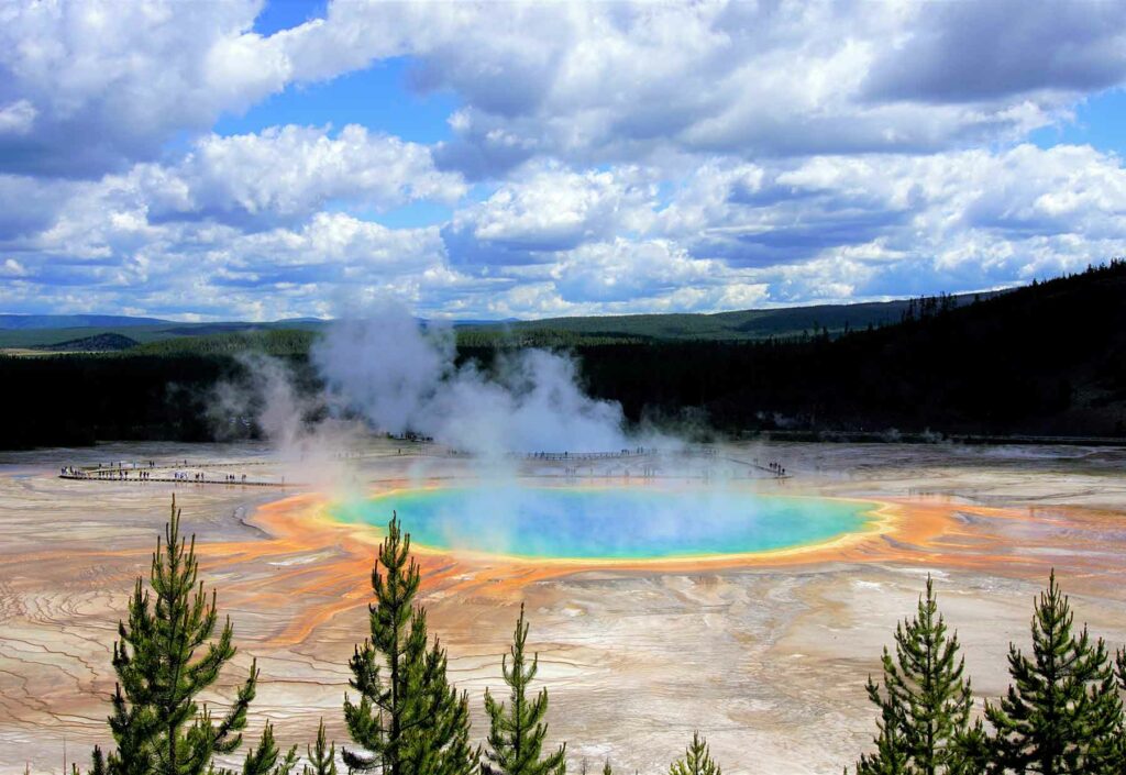 A colorful geyser in Yellowstone National Park