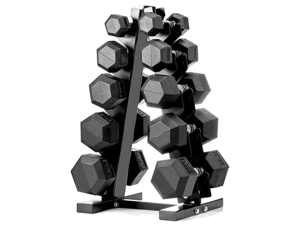 Papababe 150-lb Dumbbell Set with A-Frame Rack