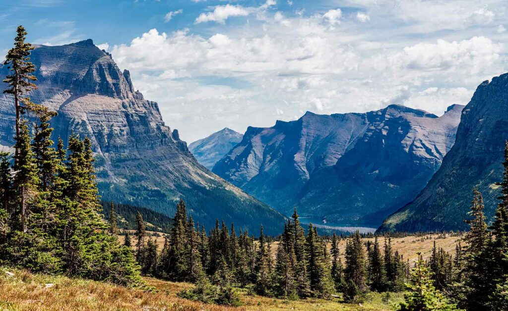 A daytime view of Glacier National Park in Montana