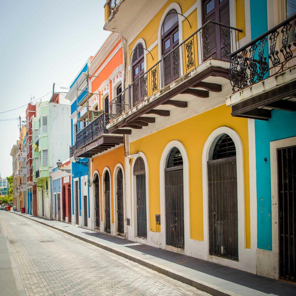 Colorful colonial-style buildings in Old San Juan Puerto Rico