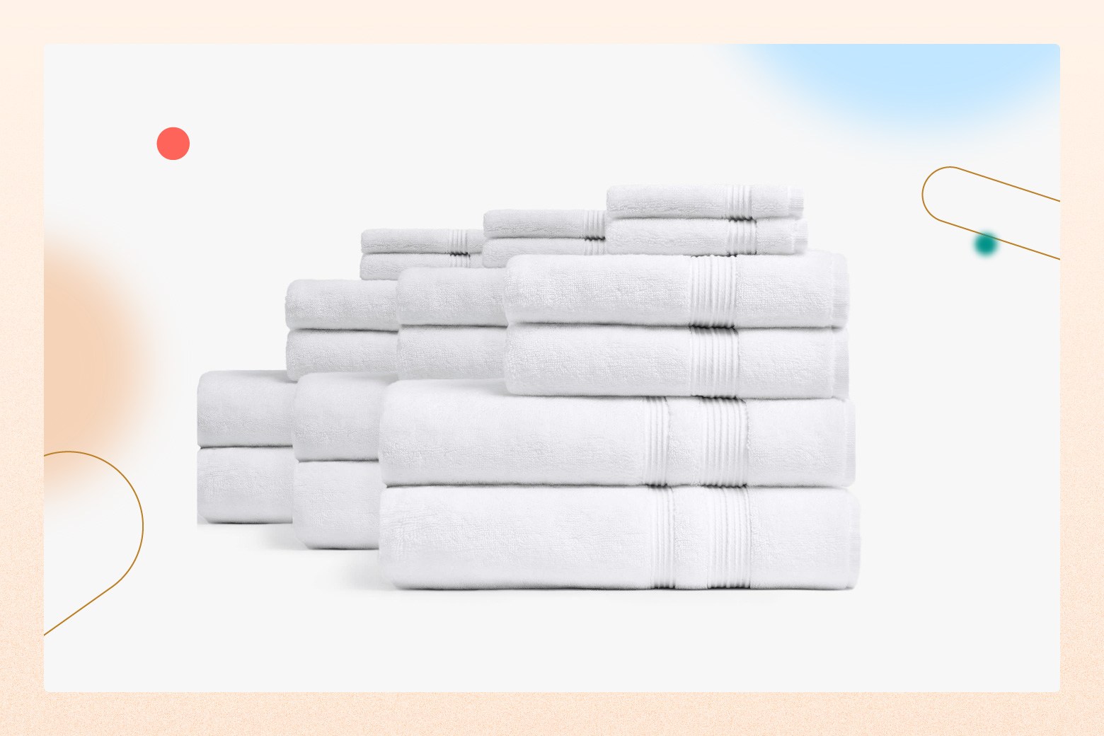 product photo of stack on white bathroom towels
