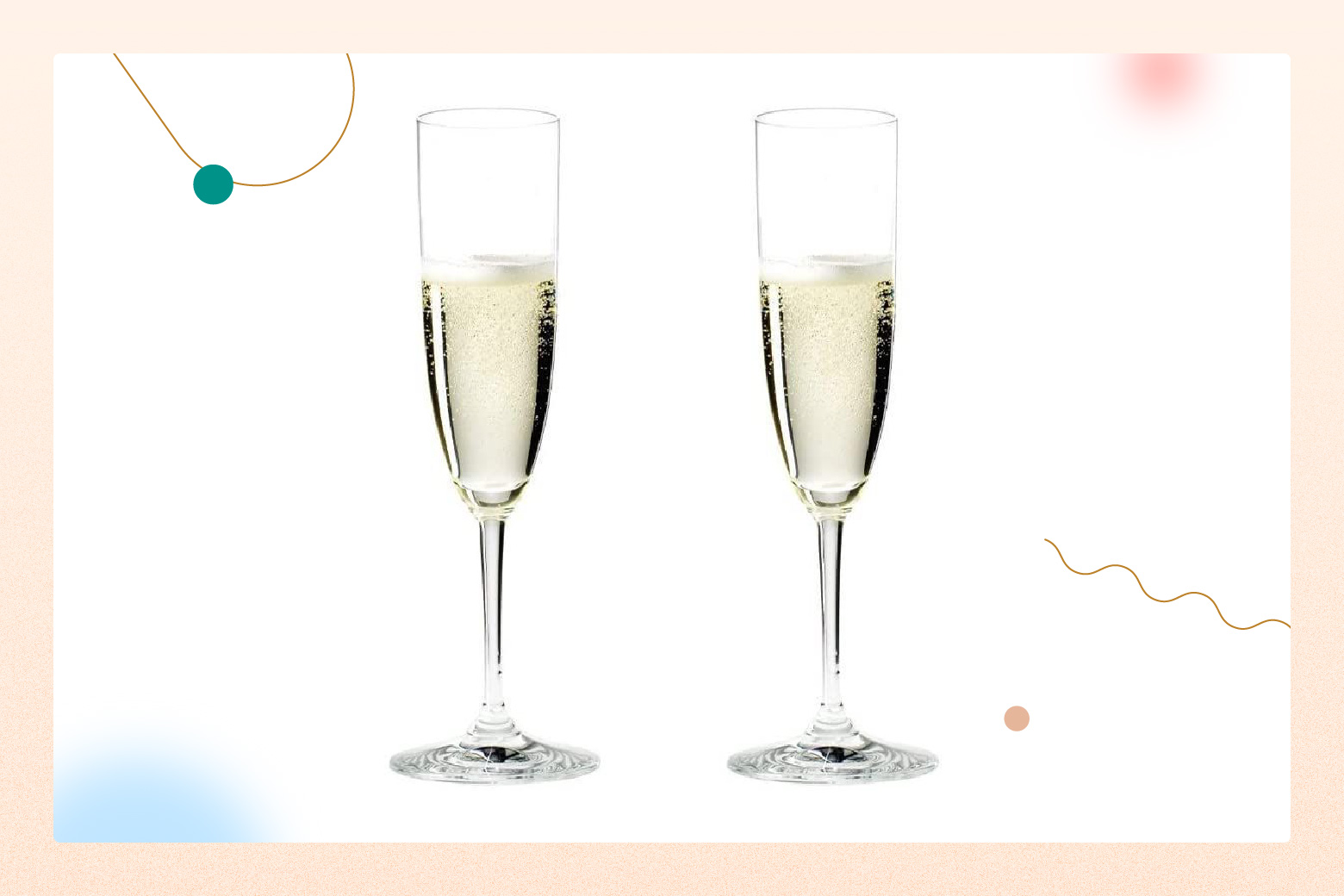 product photo of 2 half-filled champagne flutes