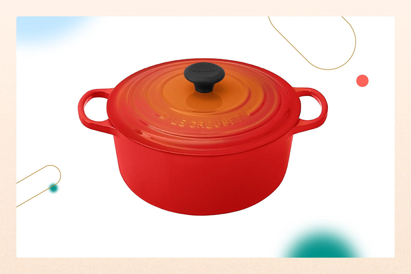 product photo of orange Le Creuset dutch oven with lid