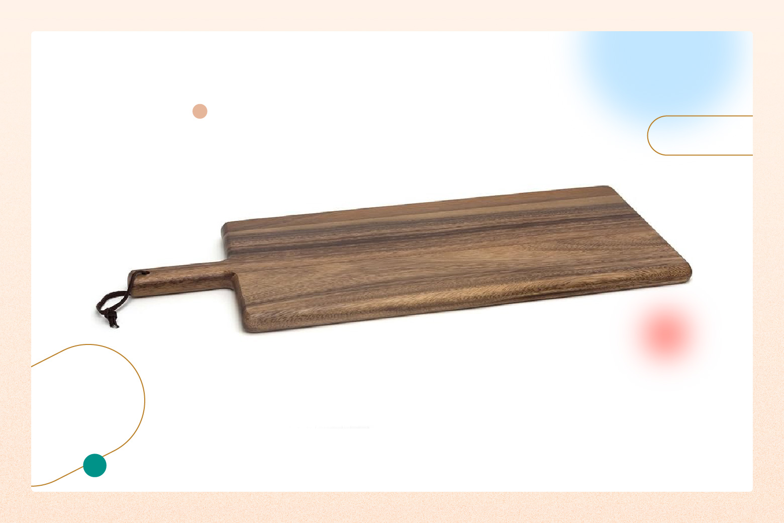 product photo of wooden serving tray with handle