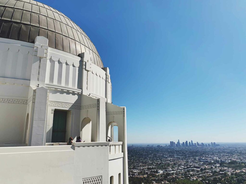 A view of a tower at Griffith Observatory, Los Angeles engagement shoot location