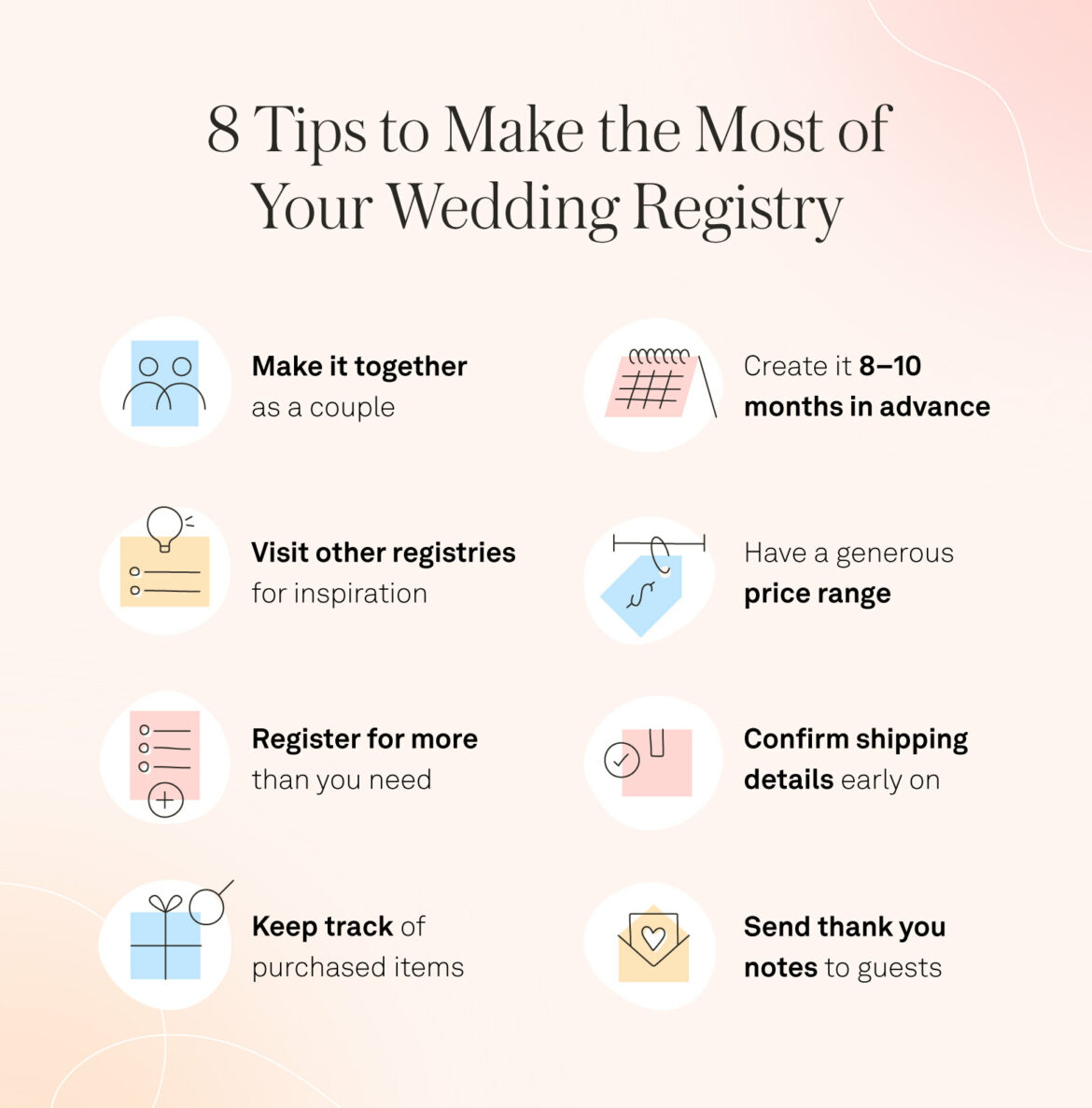 tips to make the most of your wedding registry