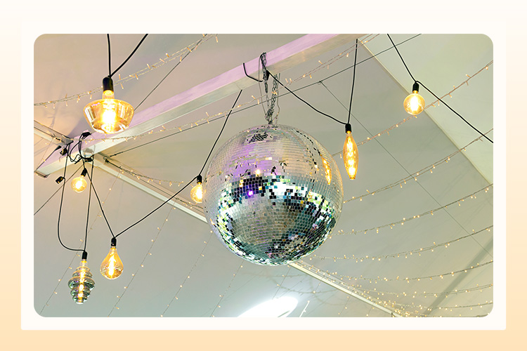 disco ball at a wedding venue