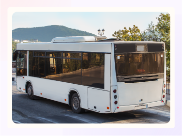 White wedding bus.