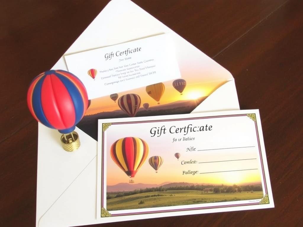 Hot air balloon ride gift certificate as an experience wedding gift for him Hot air balloon ride gift certificate as an experience wedding gift for him
