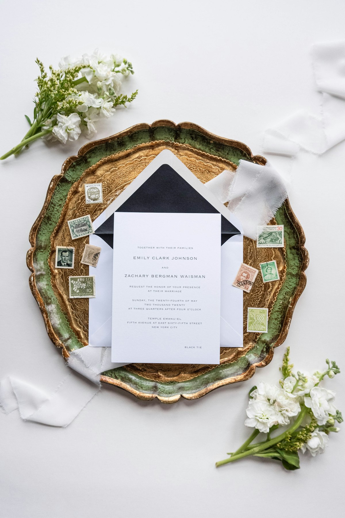 Wedding invitation stationery with envelope and calligraphy