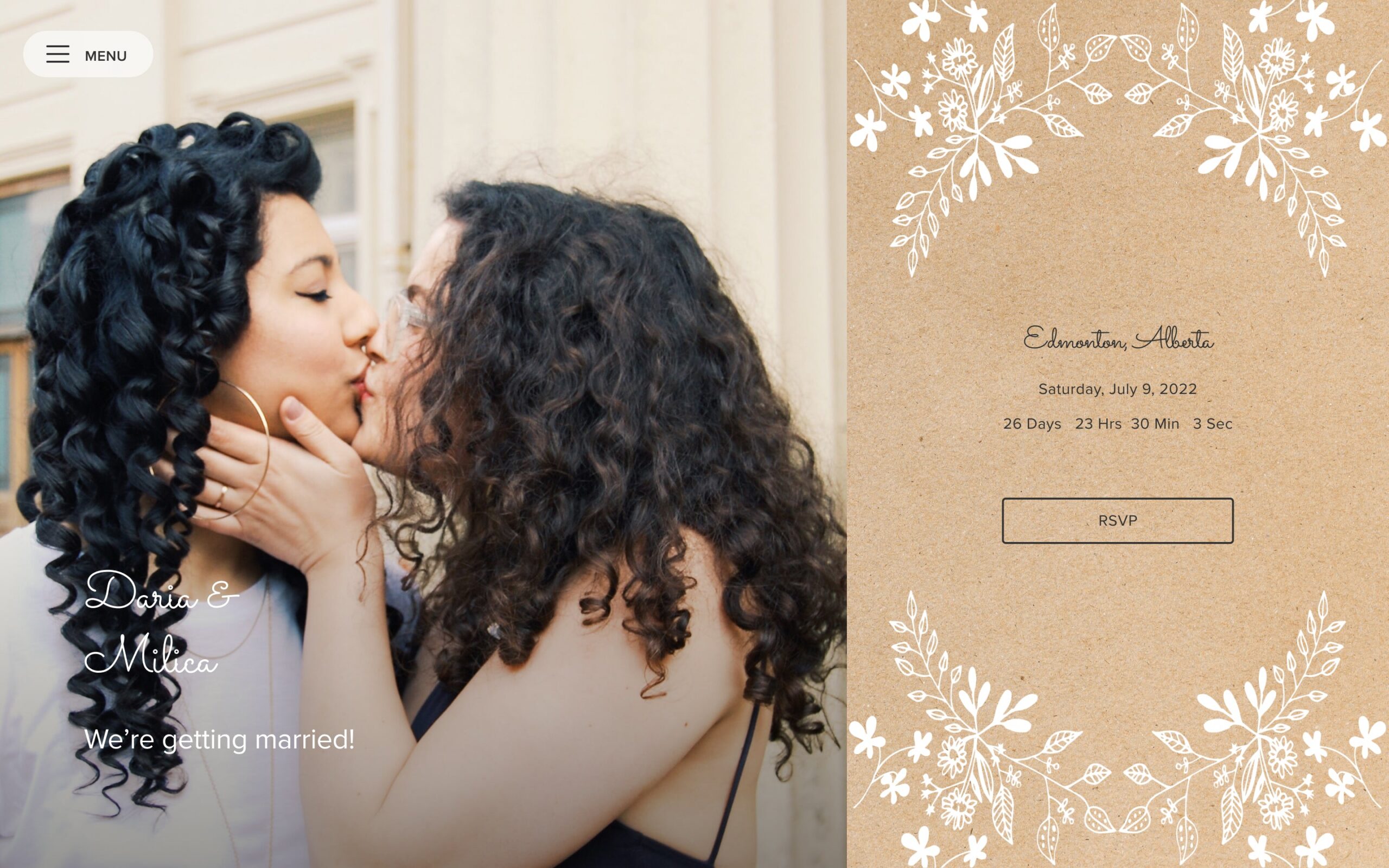 Rustic Floral wedding invitation with hand-painted wildflower accents
