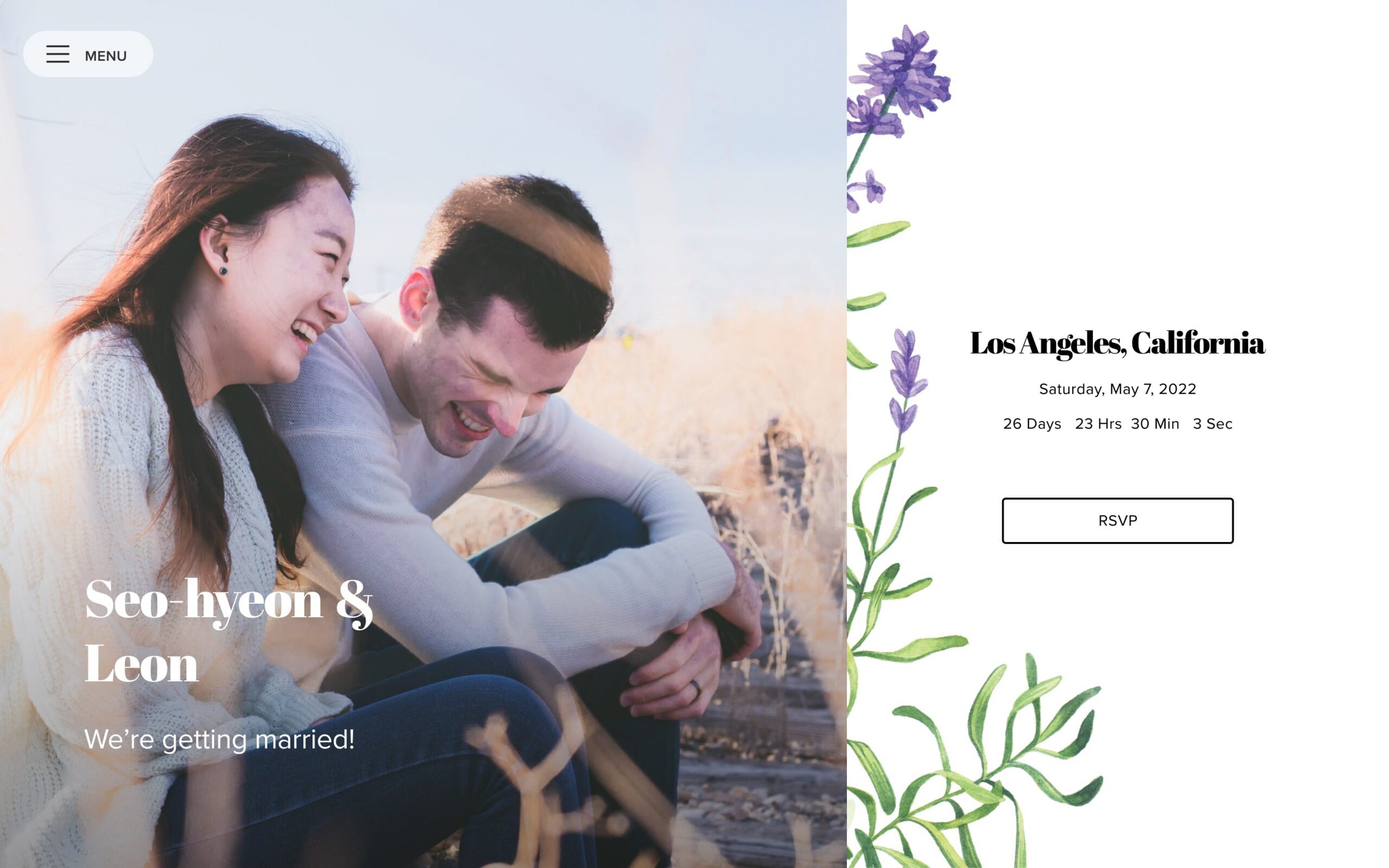 Wine Country wedding invitation with earthy countryside palette
