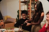 Friends at a holiday dinner