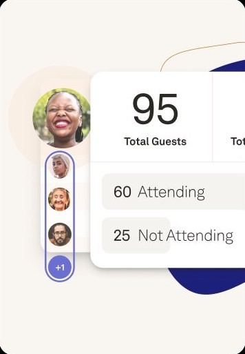 Joy's RSVP summary: 95 total guests, 60 attending, 25 not attending