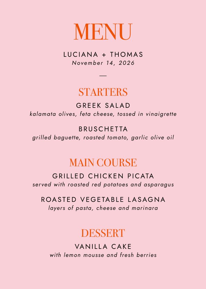 Menus Card