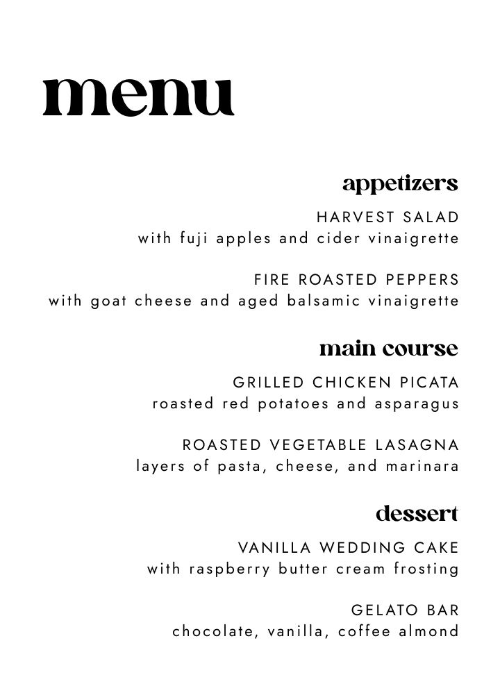 Menus Card