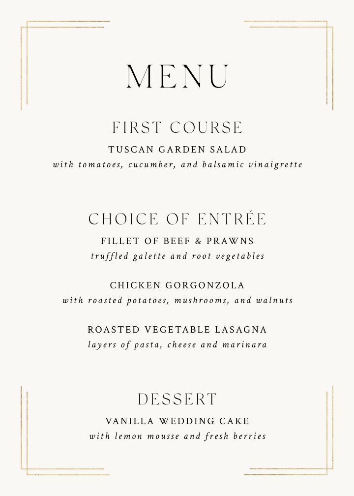 Menus Card