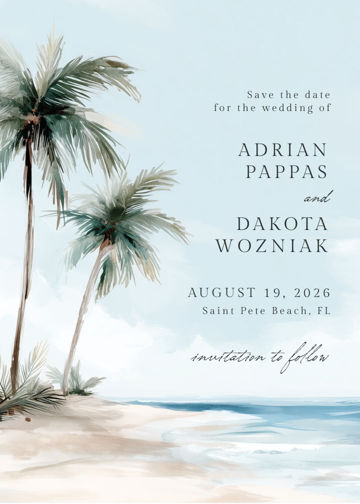 Tropical Summer save the date card
