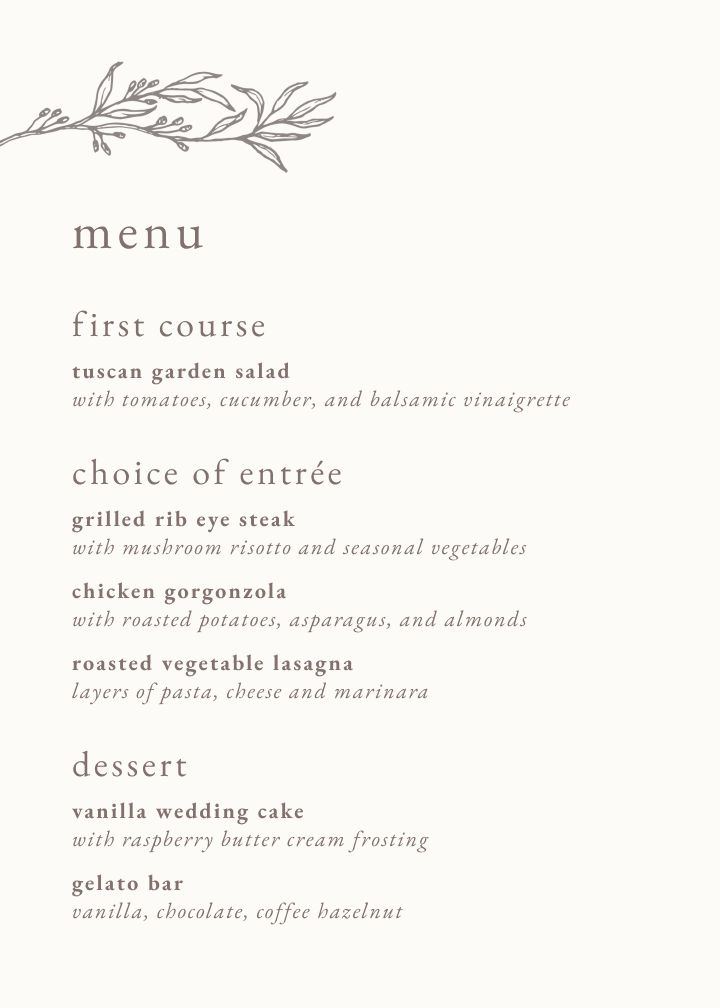 Menus Card