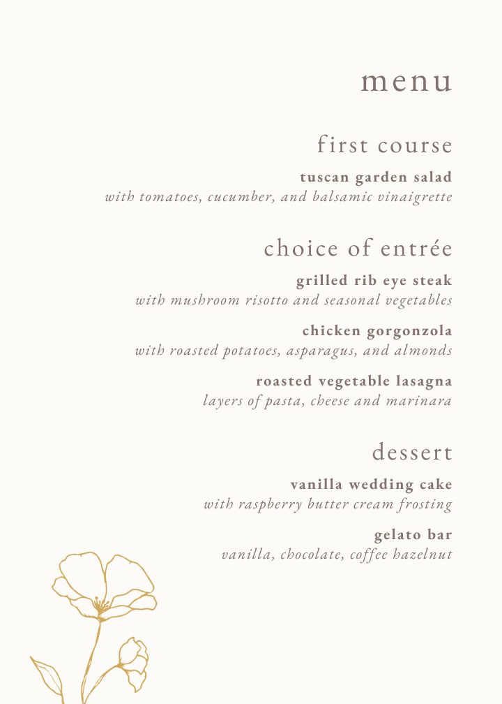 Menus Card