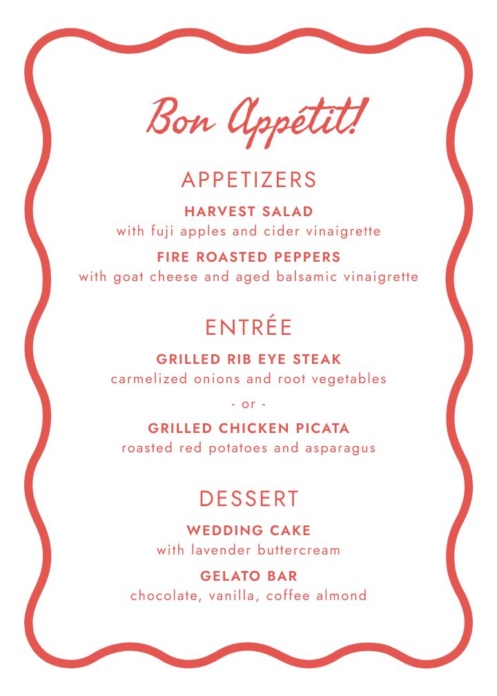 Menus Card