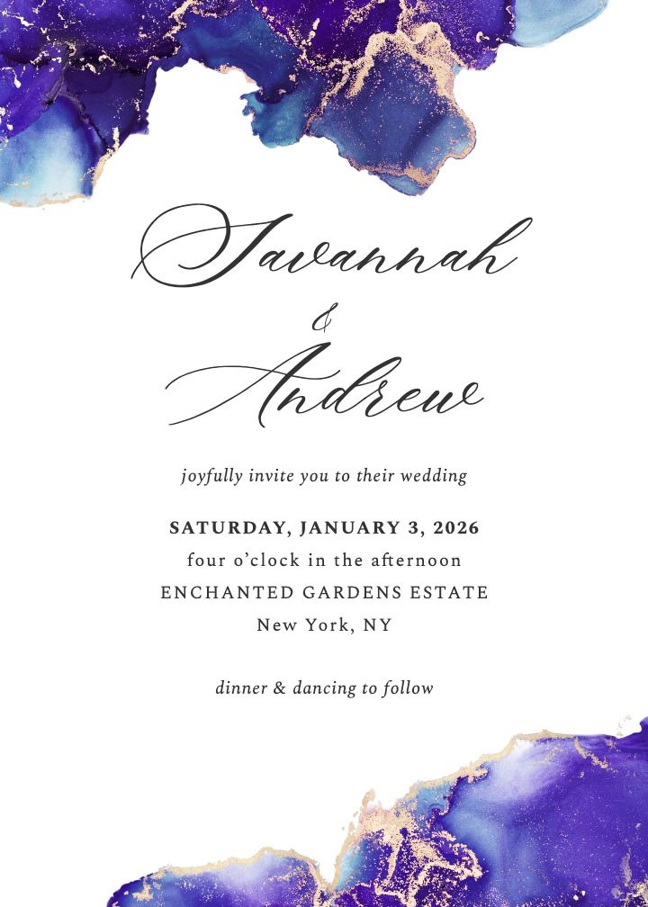 Amethyst Tidepool wedding invitation design