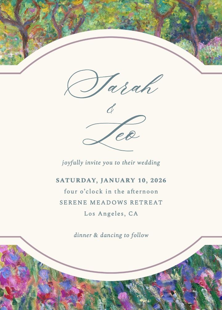 Artist's Garden wedding invitation design