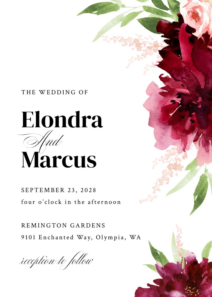 Elegant Flowers wedding invitation design