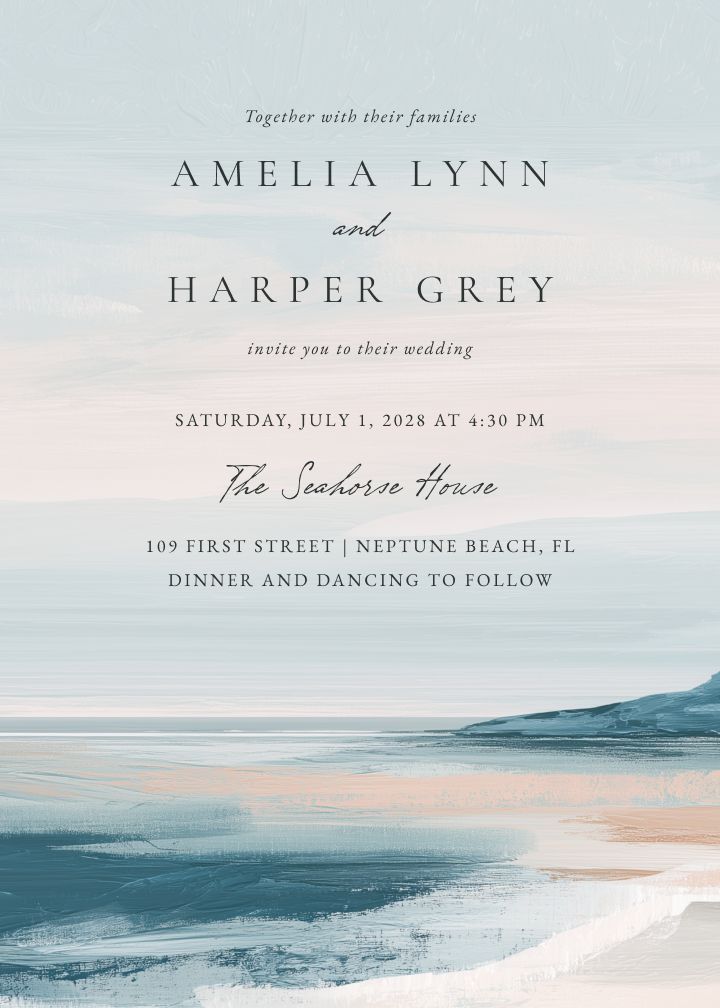 Tropical Nautical Blue wedding invitation