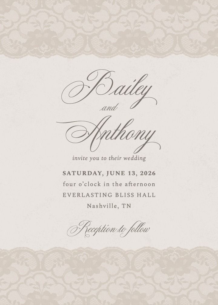 Chantilly Beige wedding invitation design