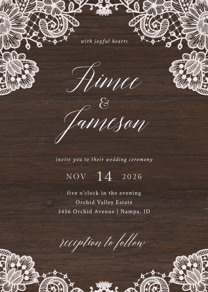 Antique Woodgrain wedding invitation design