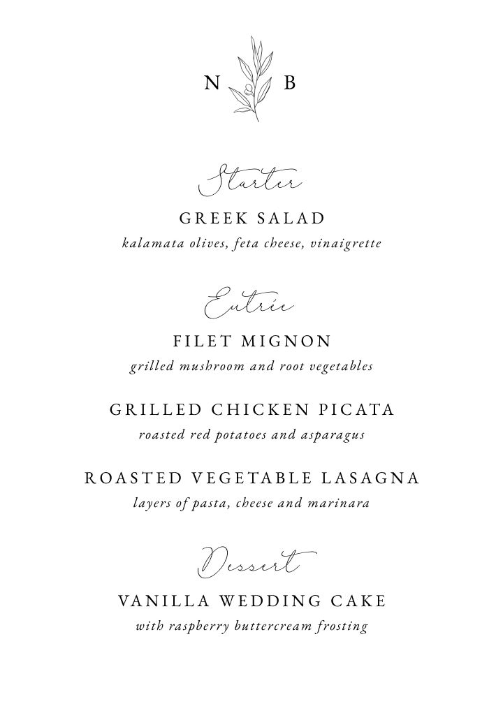 Menus Card