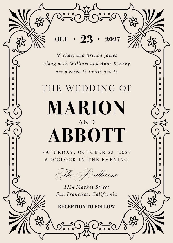 Marion wedding invitation design