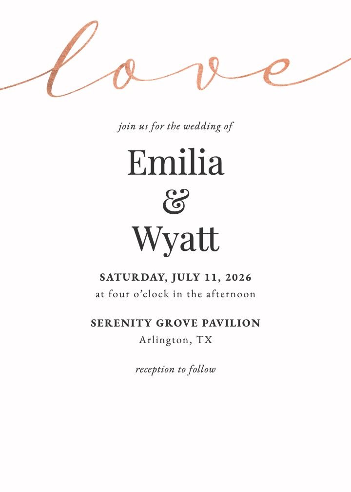 Love Script Rose wedding invitation design