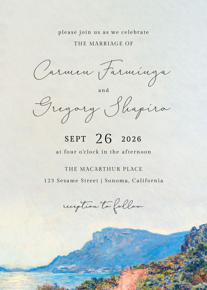 Classic Beach Watercolor wedding invitation