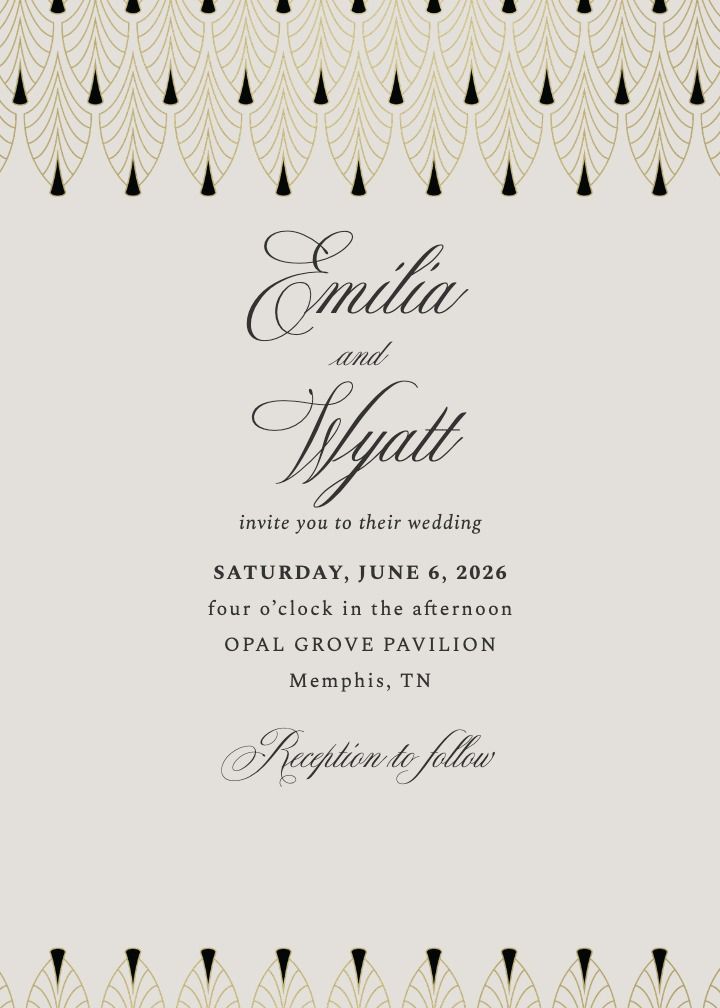 Chandelier Gold wedding invitation with gold chandelier fringe borders