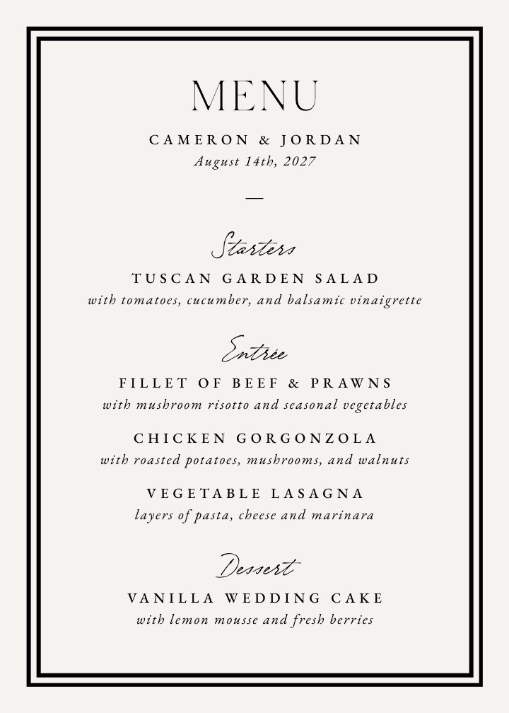 Menus Card
