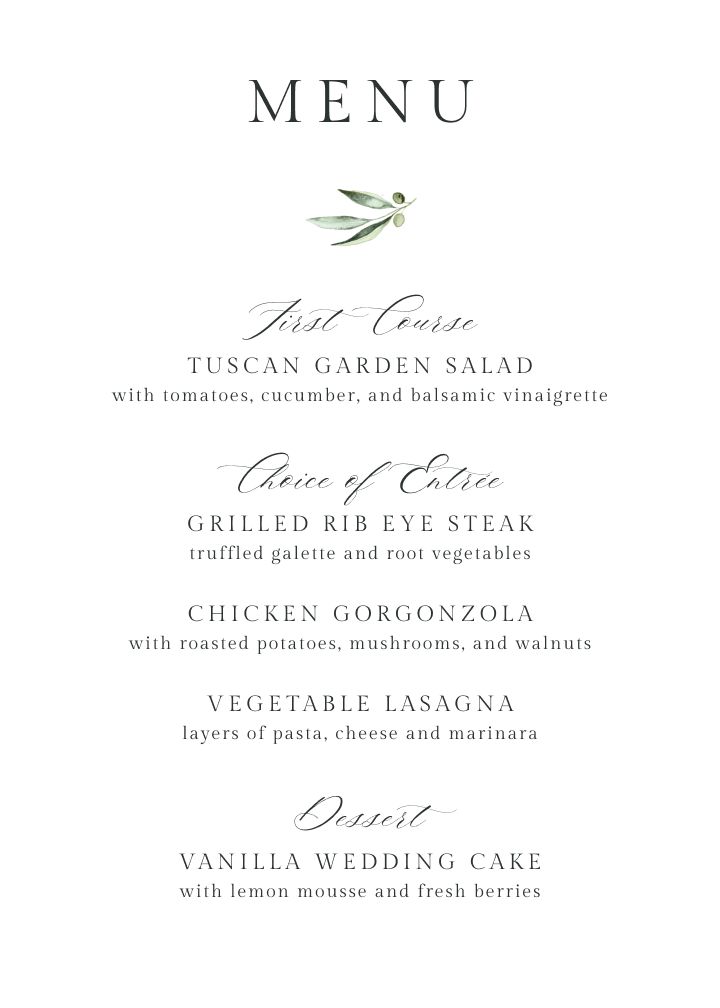 Menus Card