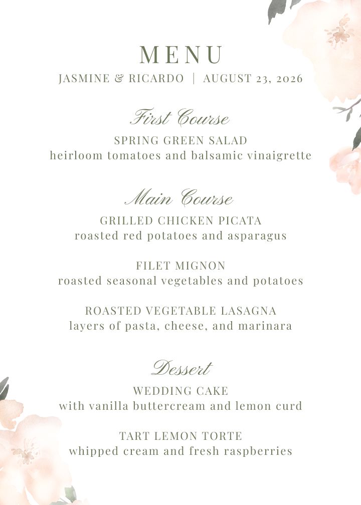 Menus Card