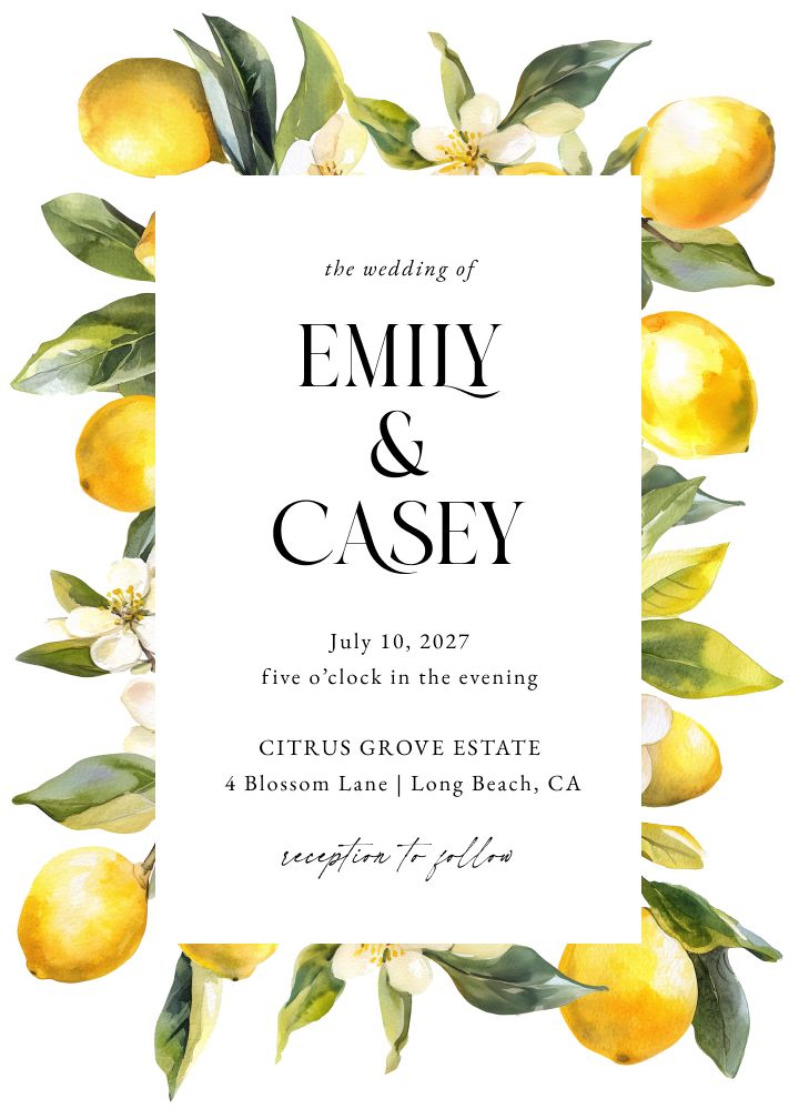 Citron Frame wedding invitation