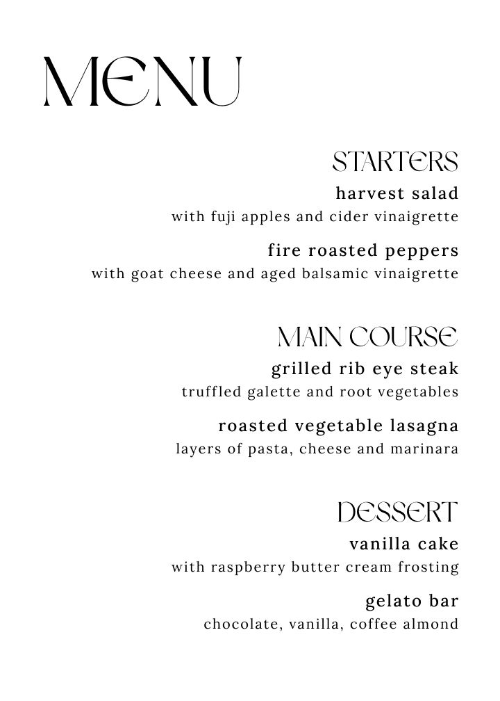 Menus Card