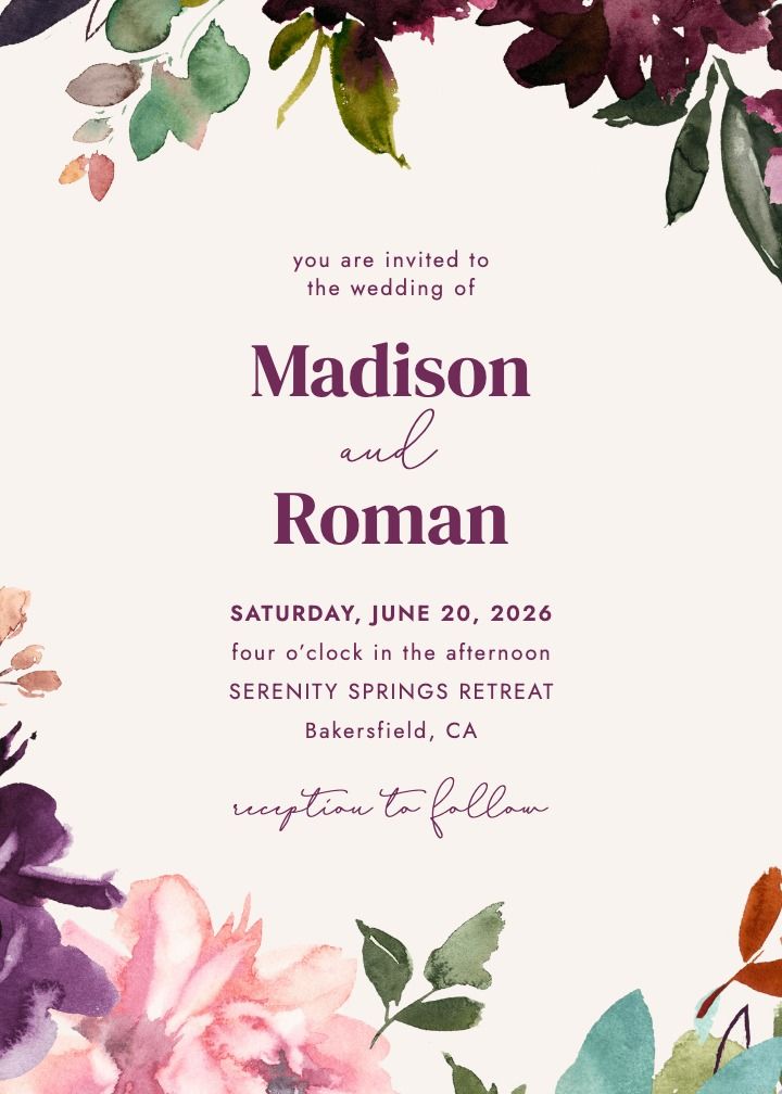 Romantic Florals wedding invitation design