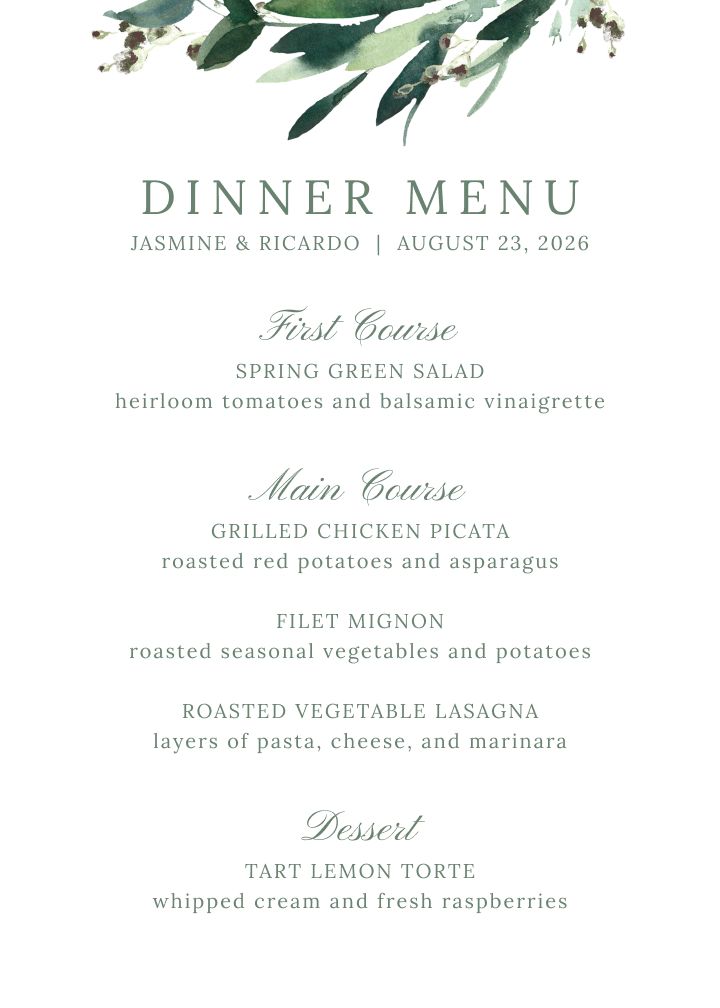 Menus Card