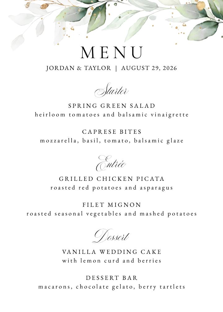 Menus Card