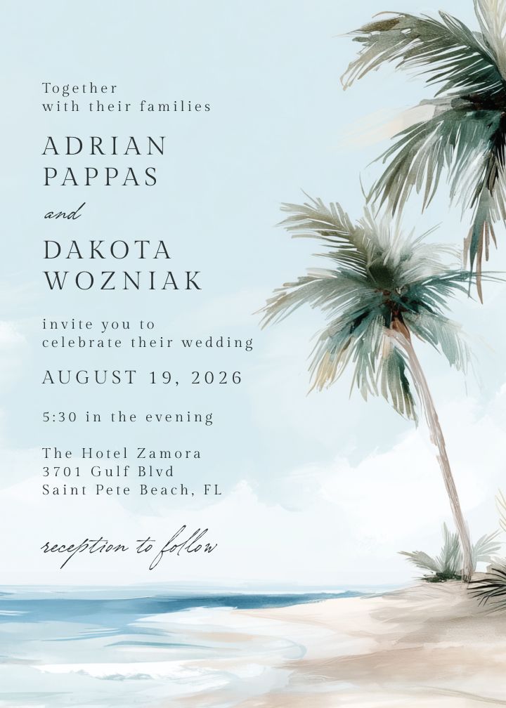 Summer Beach Blue wedding invitation