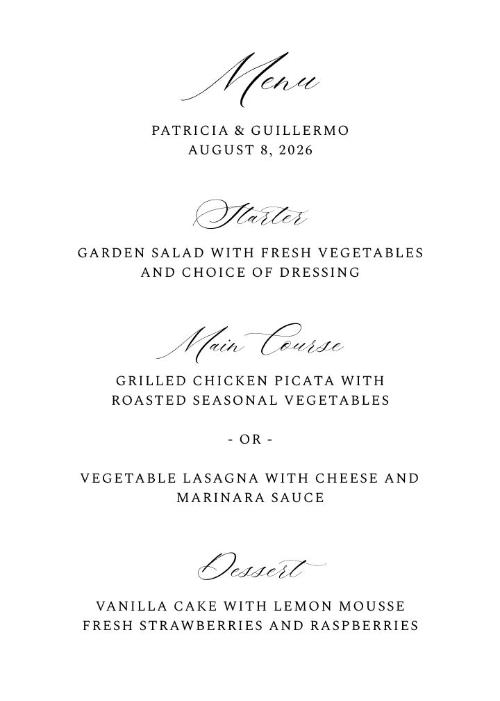 Menus Card